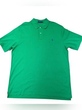 Polo Ralph Lauren Polo Shirt Mens 3XL Tall Green Cotton Short Sleeve Purple Pony
